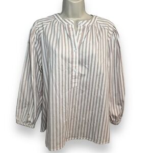 A New Day Women’s Puff 3/4 Sleeve Blouse Cream Stripe Size Medium